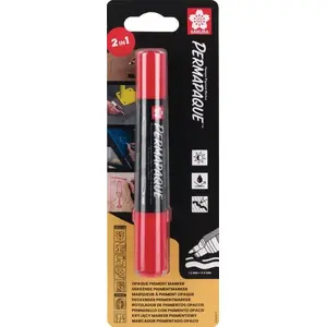 Flomāsters Sakura Permapaque Dual Point — sarkans, divpusējs pastāvīgais necaurspīdīgais flomāsters