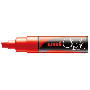 Меловой маркер uni mitsubishi pencil PWE-8K — стержень клиновидный 8 мм, красный, 1 шт.