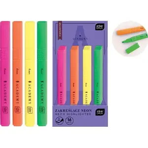Highlighter set INTERDRUK Academy neon mix — 16 pieces, assorted fluorescent colors