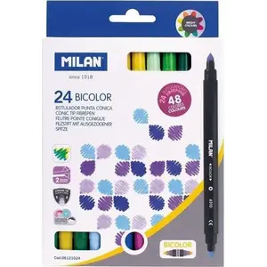 Dual-tip markers Milan Bicolor set — 48 colors, 24 pieces, double-sided tips