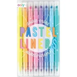 Double‑ended pastel highlighter markers Kolorowe Baloniki 8 pieces — two tips, pastel colors