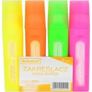 Augšsvītrotāji SCHEMAT Zakreślacze 4 krāsas, komplekts ar 4 fluorescējošiem galiņiem