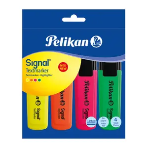 Marķieru komplekts Pelikan 804707 — 4 gab., šķērsgriezuma (chisel) gals, dažādas krāsas