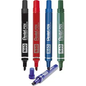 Pastāvīgais marķieris PENTEL N60 melns — smalks gals, ūdensnoturīga tinte