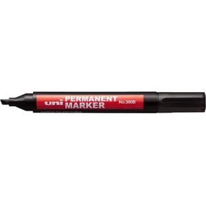 Pastāvīgais marķieris Uni NO-380 melns, slīpais galu 1,0–4,5 mm, modelis UNNO380B/DCA