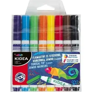 Marķieri Derform Flamastry Kidea jumbo komplekts 8 krāsas ar konisku uzgali