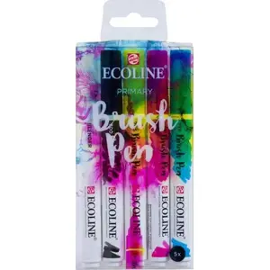Ecoline otuša pildspalvas Brush Pen komplekts 5 pamata krāsas no Ecoline