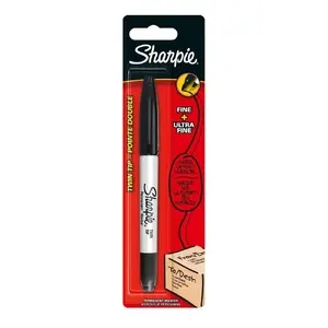 Pastāvīgais marķieris Sharpie S0811140 — melna tinte, plāns/ļoti plāns gals, sudraba korpuss, 1 gab.