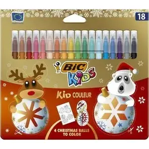 Marķieru komplekts BIC Kids Kid Couleur — svētku uzgalis, 18 gab. iepakojumā