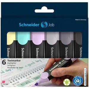 Highlighter set Schneider Electric Job Pastel Grey 1–5 mm, 6 pcs, hanging box, mixed colors