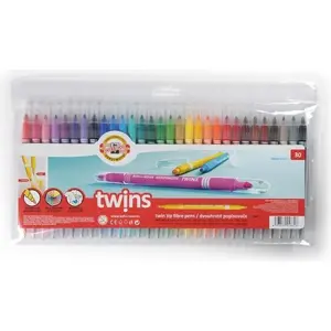 Марķieri KOH-I-NOOR Flamastry Twins divpusēji, 30 krāsas (modelis 238656)
