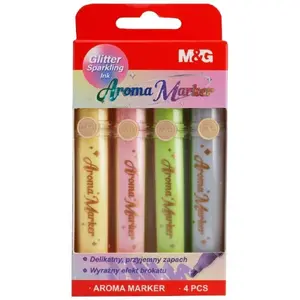 Smalki aromātiskie spīduma marķieri MG, 4 krāsu komplekts — aromatizētas spīduma tintes marķieri