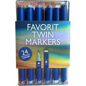 Derwent Favorit Twin marķieri, 2‑vienā divpusēji, komplekts 24 gab.
