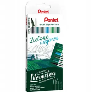 Otu marķieris PENTEL Brush Sign Pen Twin SESW3 — divpusējs otu marķieris, ūdens bāzes tinte