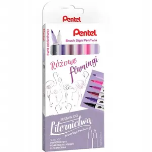 Otaiņu marķieris PENTEL Brush Sign Pen Twin SESW3 — divgalu otas komplekts (modelis SESW30C-ST6RFPL)