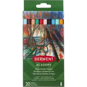 Марķieri No name Derwent Academy komplekts 20 gab. — ūdens bāzes marķieri zīmēšanai un krāsošanai