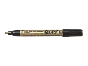 Pastāvīgais marķieris PILOT Super Color — raksta gals (bullet), zelta tinti, melns korpuss