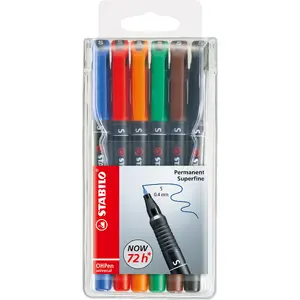 Pastāvīgie marķieri Staedtler STABILO OHPen universal, 6 gab., daudzkrāsaini, Vācija