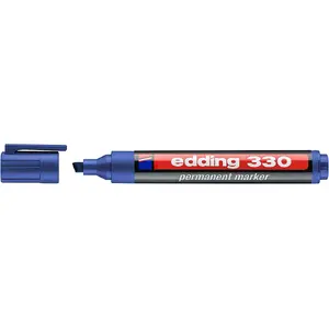 Permanent marker Edding 330, chisel tip, blue ink, blue barrel, 1 pcs, made in Germany