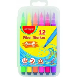 Marķieri PBS Connect Flamastry KEYROAD KR972523 — 12 krāsas, otiņas gals, trīsstūra korpuss, kastīte