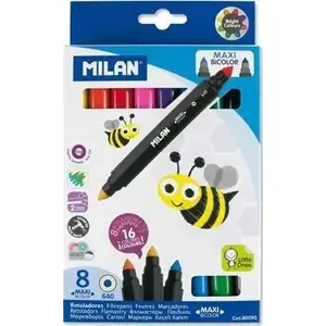 Marķieri Milan Milan Flamastry Bicolor 8 gab. — 16 krāsas, divkrāsu dizains