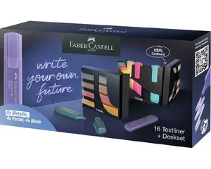 Marķeru komplekts Faber-Castell 254603 — 16 gab., šķērsgriezuma gals, metāliskas/daudzkrāsainas/pastelis