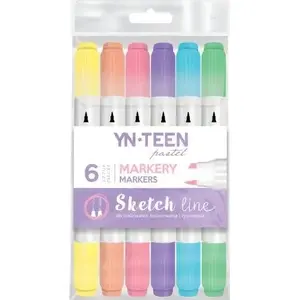 Marker set INTERDRUK Sketch Line Pastel — 6 colors, alcohol-based sketch markers