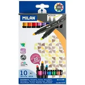 Divpusējas divkrāsu flomasteri Milan — Milan Flamastry Bicolor dwustronne