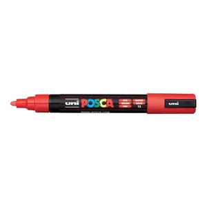 Marker POSCA PC-5M red — paint marker, medium bullet tip, single red ink, water-based, made in Japan