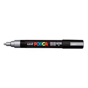 Marker POSCA PC-5M Silver — single silver paint marker, medium 0.7–1.5 mm tip, Japan