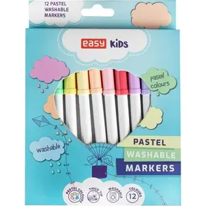 Marķieri Easy-Stationery Pisaki spieralne 12 krāsas pasteļtoni — mazgājami marķieri, komplekts 12 gab.