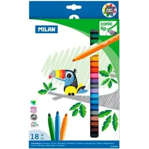 Marķieri Milan 18 krāsas ar konisku galu — modelis 80092