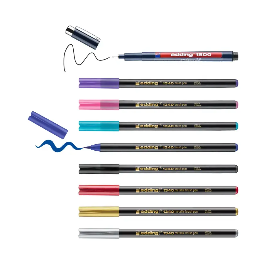 Edding Happy Lettering Set — otu filca pildspalvas, 11 gab. Photo 2