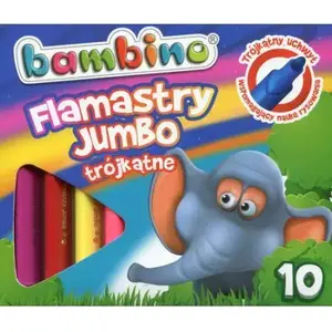 Marķieri st. majewski Flamastry trójkątne Jumbo Bambino — 10 krāsas, trīsstūrveida biezs gals