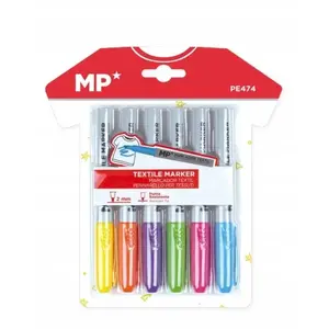 HENDI textile markers set, 6 colors — permanent fabric markers for marking and decorating textiles