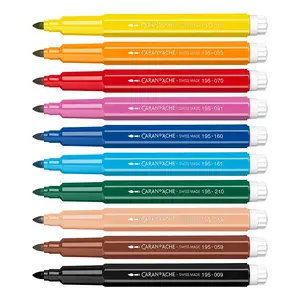 Flomāsteru komplekts Caran d'Arche 195.410 — biezs gals, 10 krāsas (bēšs, melns, zils, brūns, zaļš, gaiši zils, oranžs, rozā, sarkans, dzeltens)