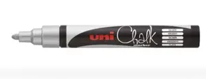 Marķieris uni mitsubishi pencil Uni-Ball ChalkGlass PWE5M AR sudraba, līnijas biezums 1.8–2.5 mm, 1 gab.