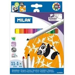 Marķieri Milan Flamastry 12 krāsas — flomāsteru komplekts, 12 gab.