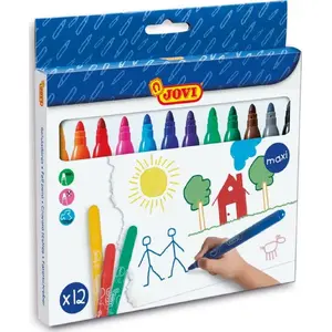 Markers JOVI Flamastry maxi 12 pcs — assorted colors, washable felt-tip pens