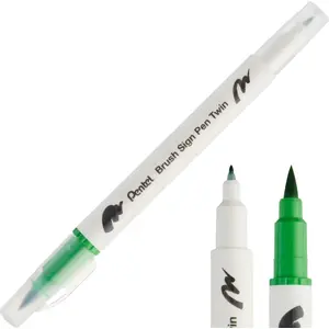 Dual Tip Brush Marker PENTEL SESW30C-T111 — Light Green (brush + fine tip)