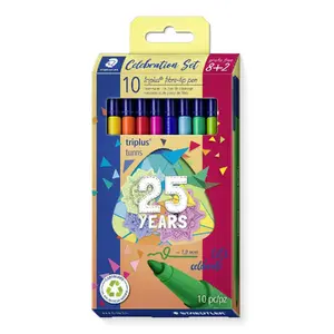 Flomāsteri Staedtler triplus color 323, komplekts 10 gab. — smalki šķiedru gali