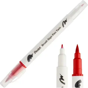 Marķieris PENTEL divpusējs otu veida, sarkans, modelis SESW30C-T102