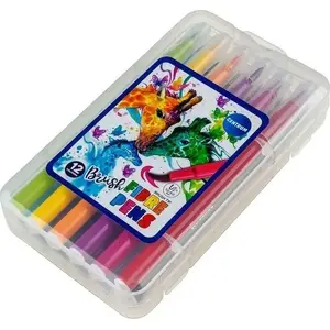 Marker brush pens Centrum 12 colors — brush-tip marker set, water-based ink, assorted colors