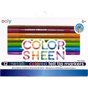 Metāliskie marķieri Ooly Color Sheen 12 gab. — metāliskas tintes zīmēšanai un burtu veidošanai
