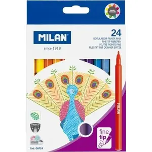 Марķieri Milan 24 krāsas, plāns gals zīmēšanai un rakstīšanai