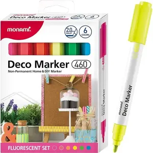 MonAmi dekoratīvie akrila marķieri Deco Marker B 460, komplekts 6 fluorescējošas krāsas