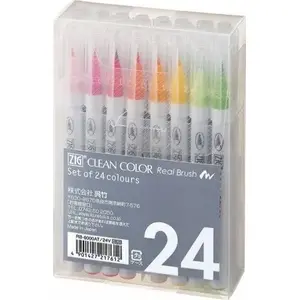 Набор кистей и маркеров Artequipment Zig Clean Color — 24 шт. (RB-6000AT/24V)