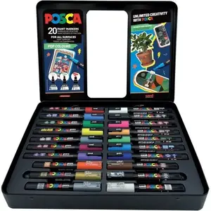 Набор маркеров UBIQUITI POSCA GIFT METAL TIN — 20 шт., Pop Colours (6×PC-1M, 7×PC-3M, 7×PC-5M)