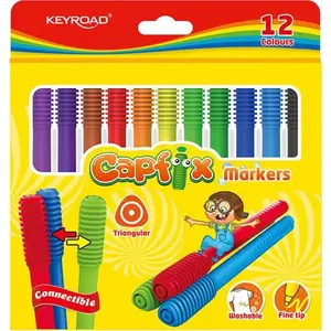 Marķieri Keyroad Capfix 12 gab trīsstūrveida mazgājami savienojami ar pakaramo krāsu maisījums