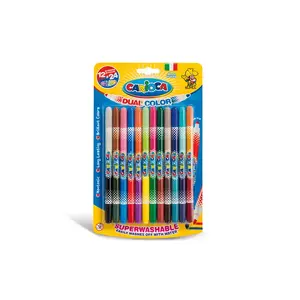 Spalvotas filca pildspalvas Carioca Bi-Color, vidēja galu, dažādas krāsas komplekts 12 gab., apaļš gals
